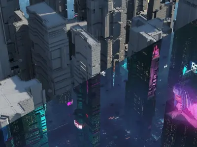 Sci-Fi Cyberpunk Futuristic City Skyscraper Building Cityscape  3D model
