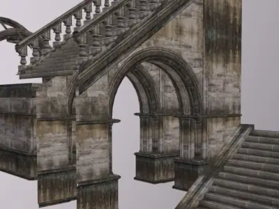 Stairs Museum Stone Pack Low-poly 3D model