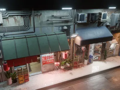 Cyberpunk Street And Vending Machine Low-poly 3D model