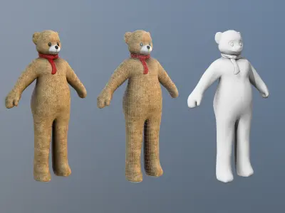 Humansize Rigged Teddy Bear Character Low-poly 3D model