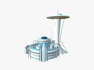 SciFi Facility D01 White Blue - Sci Fi Exterior Design Low-poly 3D model