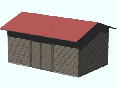 old japan railway side house set Low-poly 3D model