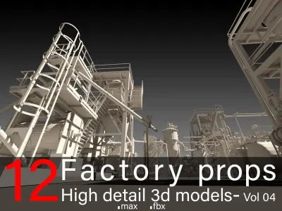 12 Factory Props-High detail 3d models- Vol 04 Low-poly 3D model