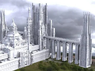 Fantasy epic royal place structure extended 3D model