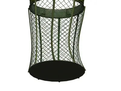 Green open street garbage dust bin Low-poly 3D model