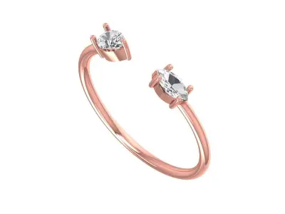 Women Open End Light Weight Band Ring 3D print model 2