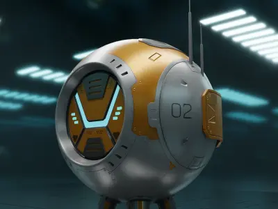 PR-02VV futuristic robot Low-poly 3D model