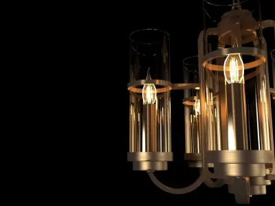 Five flames Cylindrical Chandelier 3D model