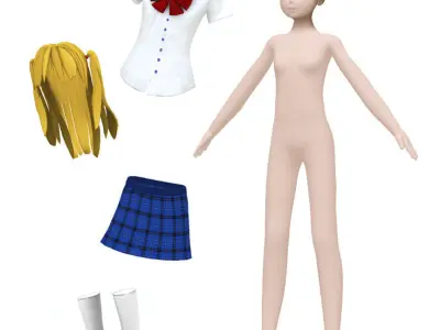 Full Animanga Rigged Anime Character Low-poly 3D model