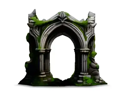 Ancient Ruined Stone Archway Low-poly 3D model