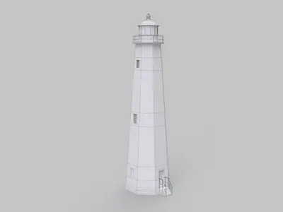 Five Mile Point Lighthouse Low-poly 3D model