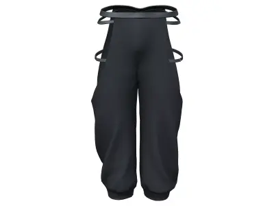 Male Shaolin Concept Side Cutout Pants Low-poly 3D model