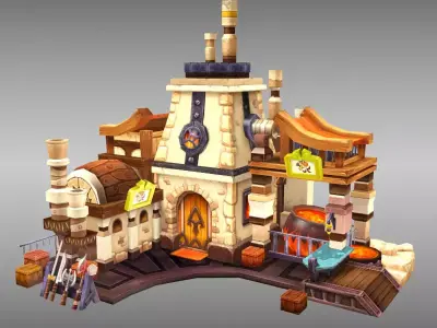 Blacksmith toon Low-poly 3D model