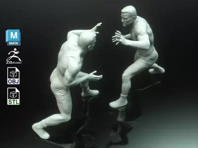 Wrestler Statue CNC 3D Printable Sculpture 3D print model