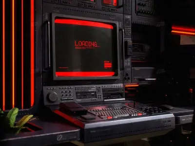 Cyberpunk Computer Room Furniture - Low Poly PBR UE Textures Low-poly 3D model