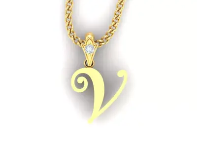 Alphabet V3 Light Gold  Font Pendant V 3D print model