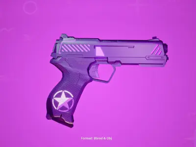 sci-fi stylized firearm Low-poly 3D model