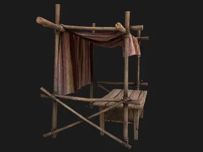 Market Stall Purple Tent Low-poly 3D model