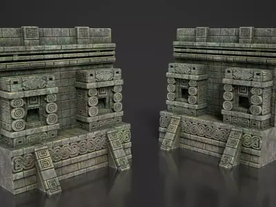 Mayan Temple Wall Modulars 09 250726 Low-poly 3D model