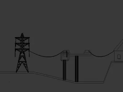 electric power tower 3D model Low-poly 3D model