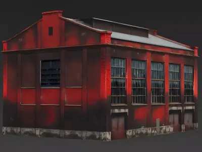 Old European Industrial Brick Warehouse 3D Model Low-poly 3D model