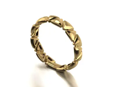 Modern Modular Gold Ring - Geometric Linked Ring  3D print model
