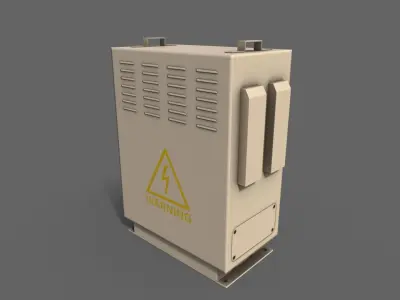 PBR Electric Box BoneWhite V3 Low-poly 3D model