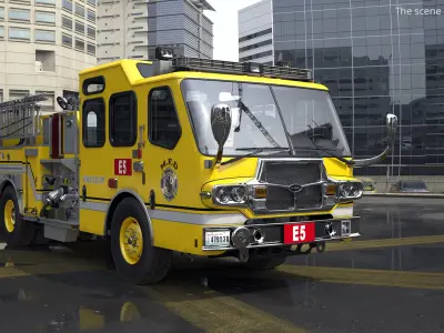  MFD Engine 2 Fire Rescue Vehicle Yellow Rigged 