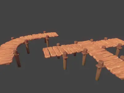 Toon Modular Bridge - Game Props Low-poly 3D model