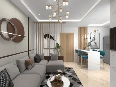 living room interior scene 3D model 3D model