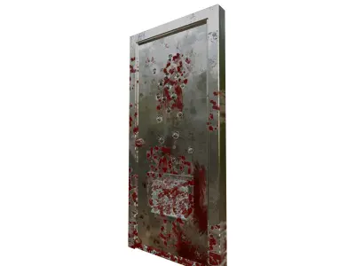 Bullet Damaged Bloody Metal Door 3D model