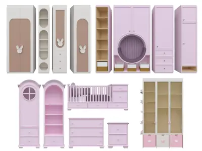 Kids Wardrobe Set Revit Family  Parametric 3D model