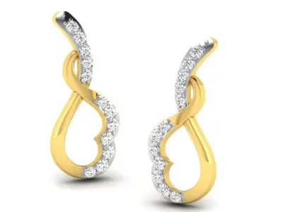 Gold Diamond Women Earring 3D print Model 3D print model 42