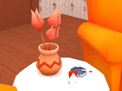 Cartoon Style Simple Living Room Set Low-poly 3D model