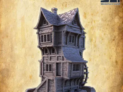 River Mill House Tabletop Terrain 28 MM 3D print model