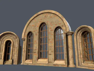 Medieval Window Set Low-poly 3D model purchase