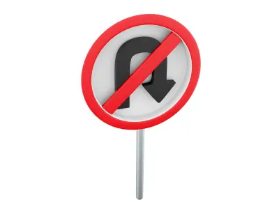 3d  Sticker No U-turn cartoon icon 3D model