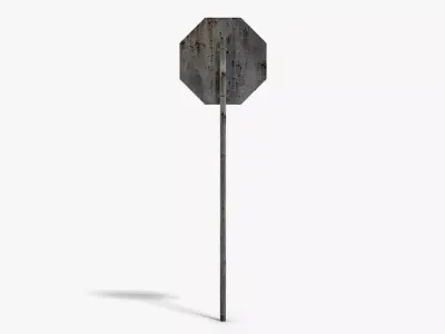 Damaged Stop Sign Low-poly 3D model