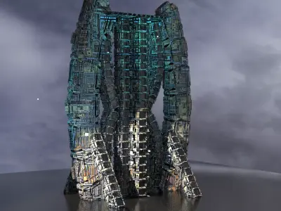 Dark Alien ocean servery rig 3D model