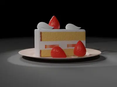 Strawberry cake classic 3D model  3D model