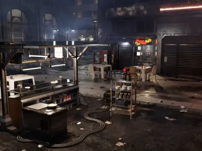 ULTRA Detailled Cyberpunk City Street Scene - Huge Map - Blender Textured - Retro Sci-Fi 