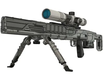 sniper rifle - sci fi 3D model