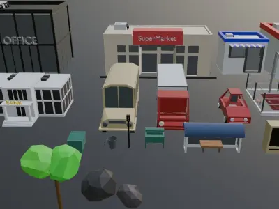 Low Poly city pack Free 3D model