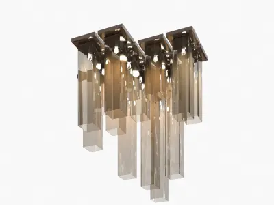 Chandelier modern glass with metal rods Low-poly 3D model