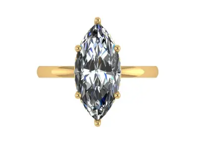 Marquise shaped engagement ring 3D print model