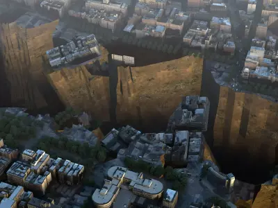 ground rupture Low-poly 3D model