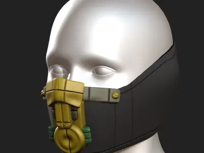 Gas mask respirator scifi futuristic 3d  Low-poly 3D model 31