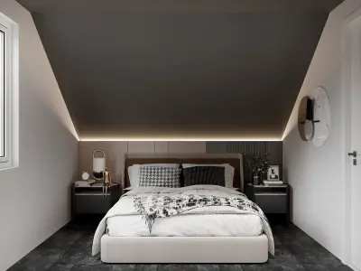 Loft House Black  Ambient Interior Design 3D Scene 3D model
