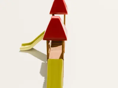 Playground castle with a slide Low-poly 3D model