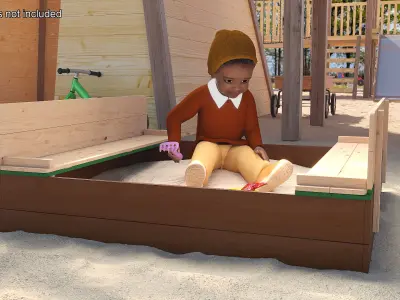  Black Skinned Toddler Boy in Sandpit Rigged 
